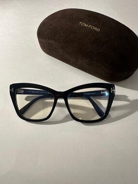 Tom Ford Women's Black Oversized Cat-Eye Glasses